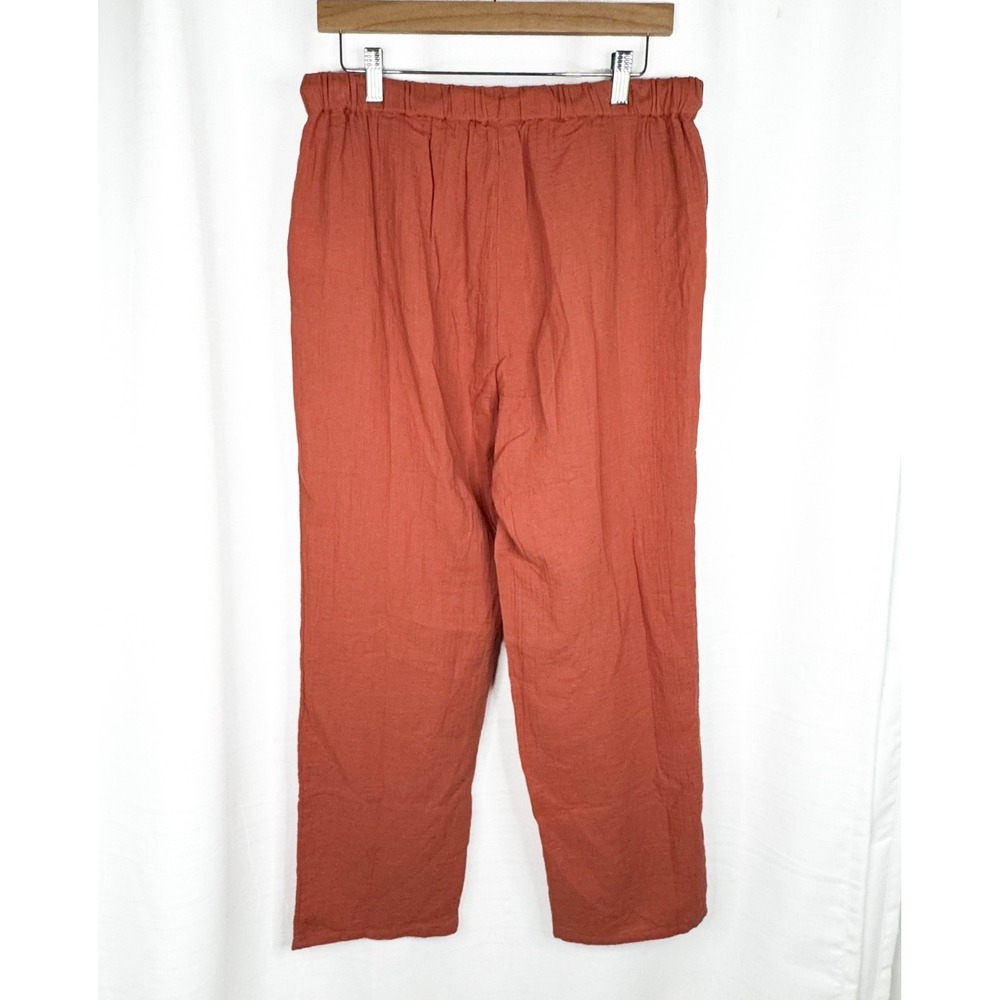 Quince Womens M Organic Cotton Gauze Straight Leg Pants Black NWT Drawstring - Picture 3 of 13
